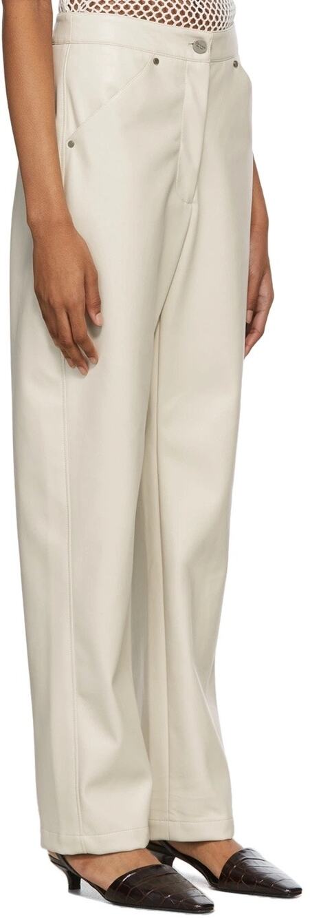 Deveaux New York Off-White Vegan Leather Eve Trousers Sz 0